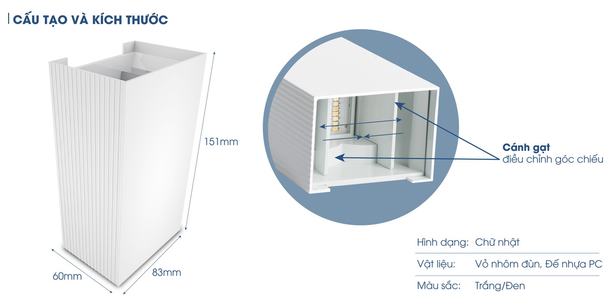 Đèn LED ốp tường đổi màu LN18 ĐM 83x60/6W RẠNG ĐÔNG 197