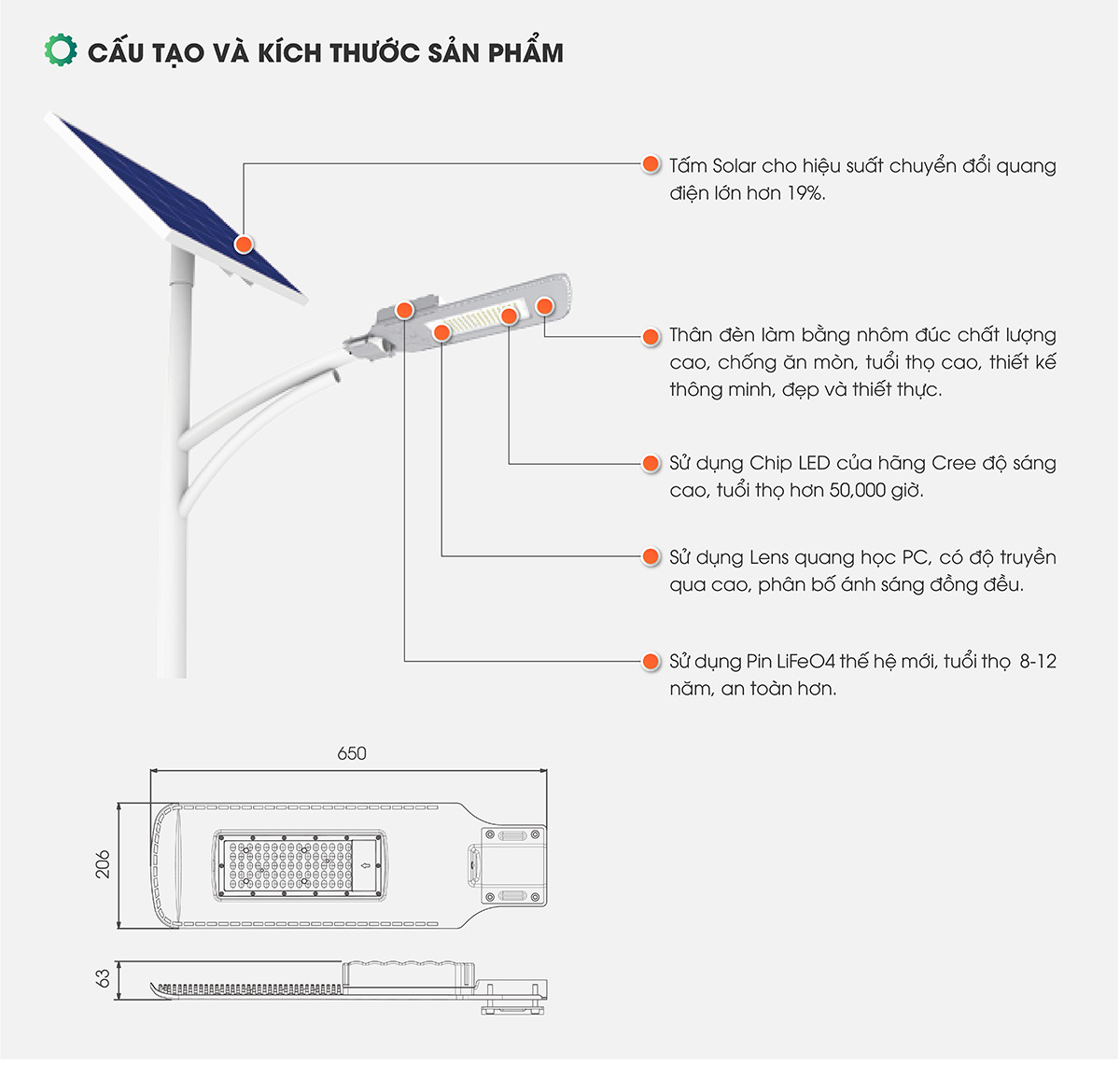 Đèn đường năng lượng mặt trời 50W CSD01.SL 50W RẠNG ĐÔNG 5