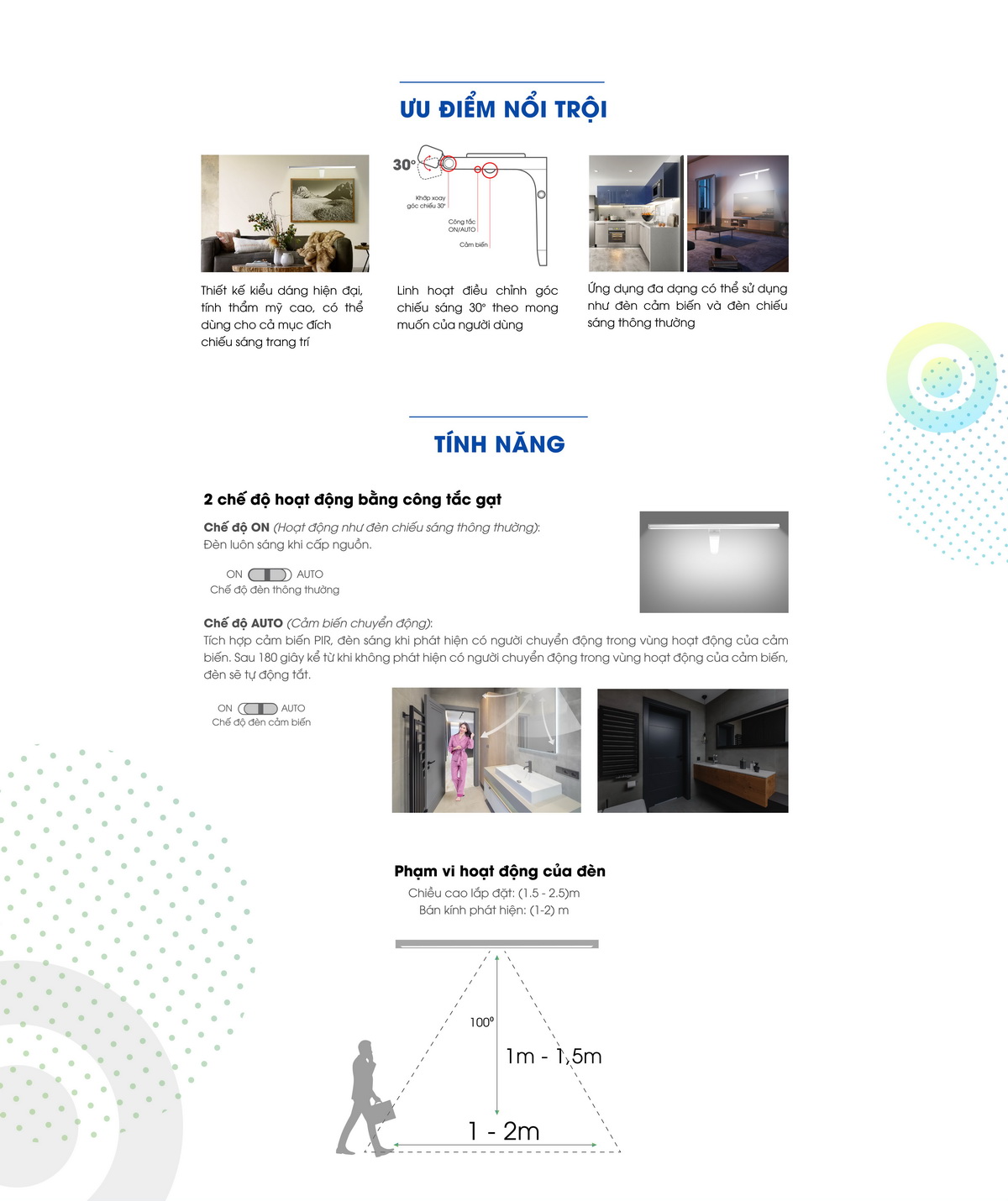 Đèn LED chiếu gương cảm biến G04.PIR 8W RẠNG ĐÔNG 5