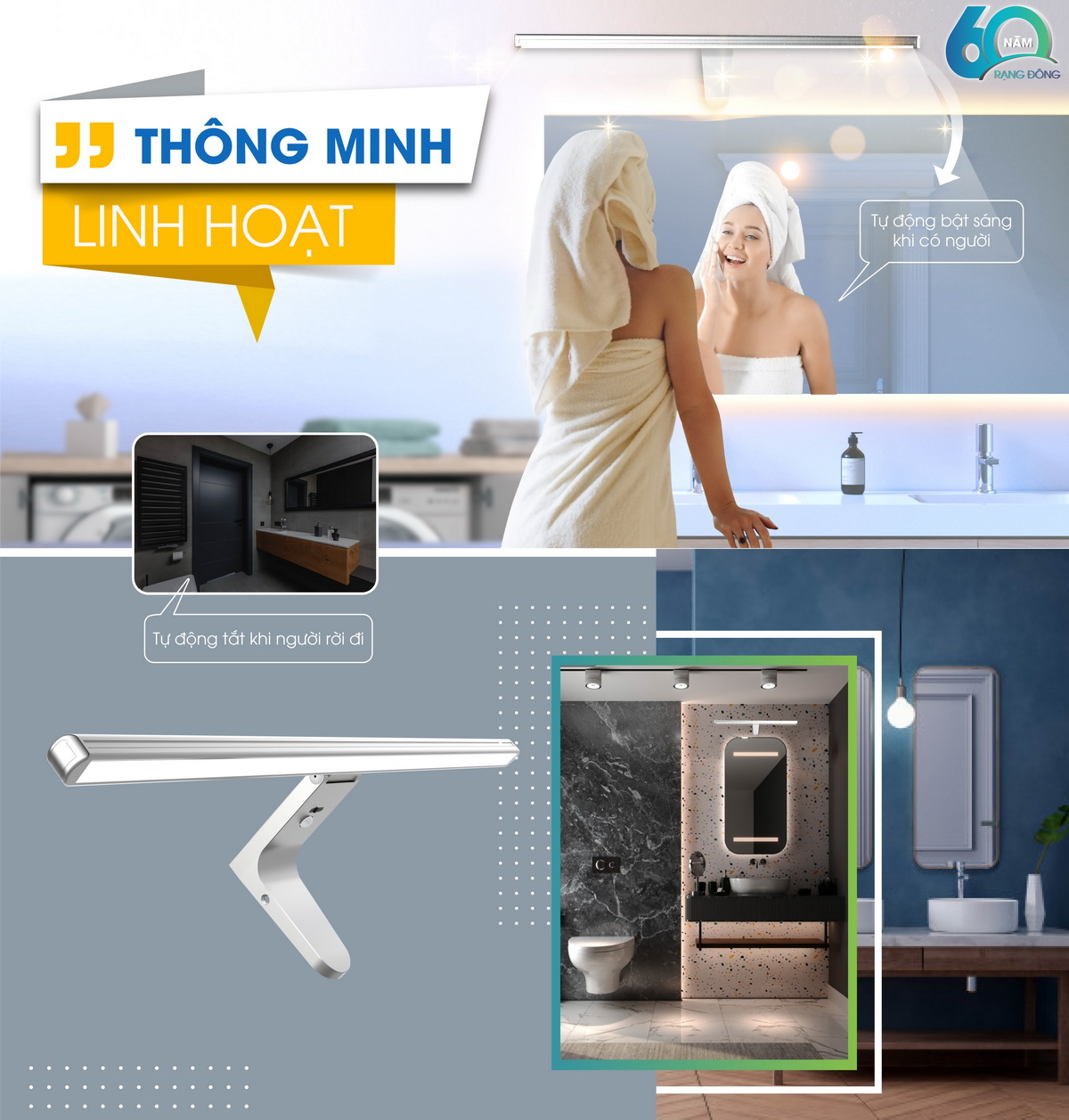 Đèn LED chiếu gương cảm biến G04.PIR 8W RẠNG ĐÔNG 4