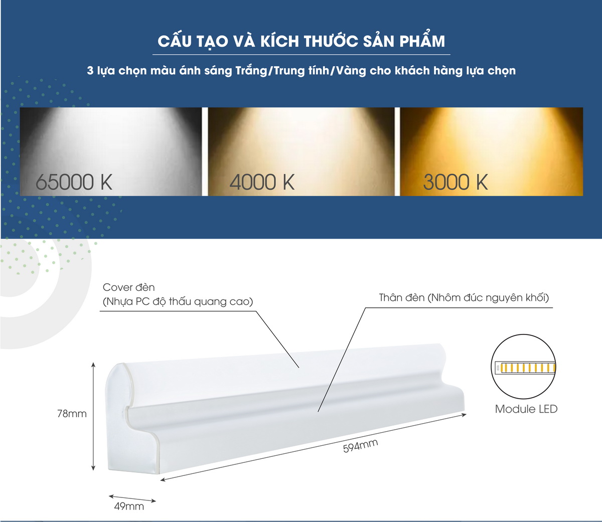 Đèn LED Chiếu gương G03/6W RẠNG ĐÔNG 6