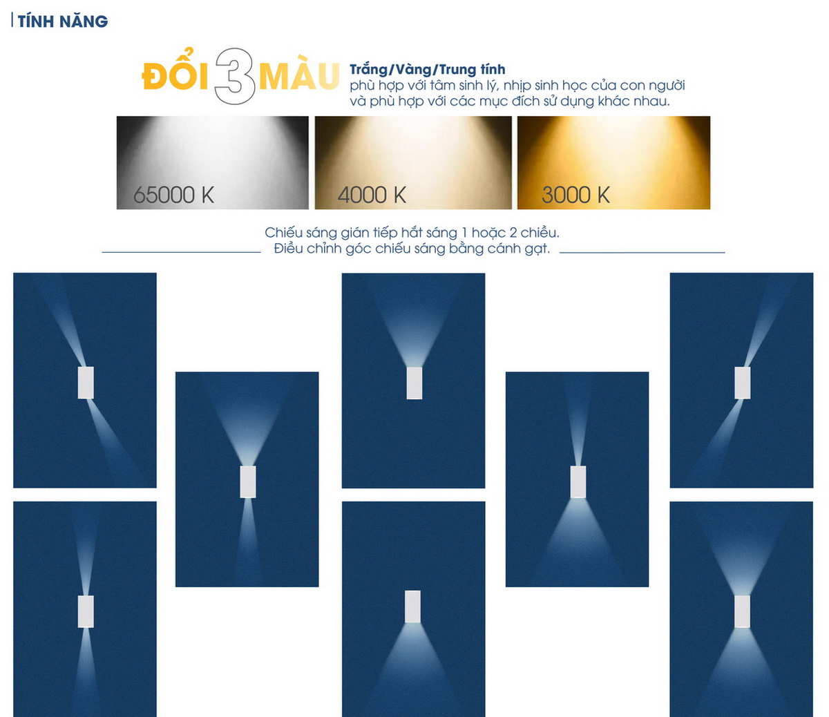 Đèn LED ốp tường đổi màu LN18 ĐM 83x60/6W RẠNG ĐÔNG 196